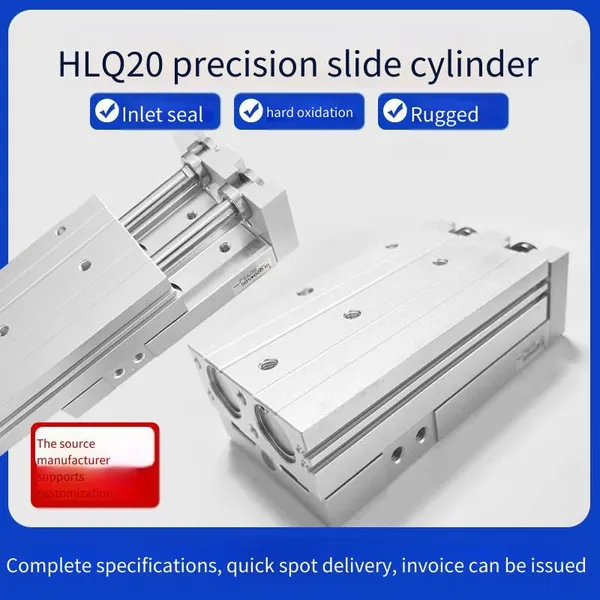 Hlq20 Pneumatic Slide Table Cylinder 8/12/16/20/25-10s20s30s40s-150s Linear Precision Guide Rail Cylinder