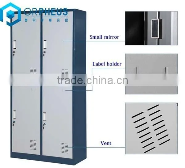 Promotional Unassembled Double Tier 4 Doors Metal Wardrobe Lockers for School Gym Locker photo-3