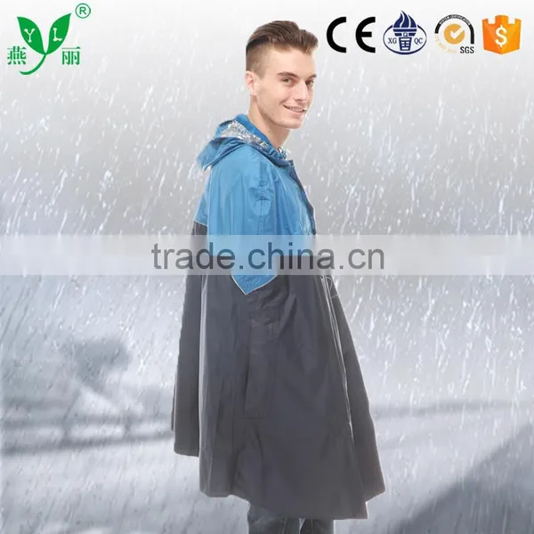 YANLI Blue-black Fashion Pvc Poncho Raincoat With a Receive Bag photo-2