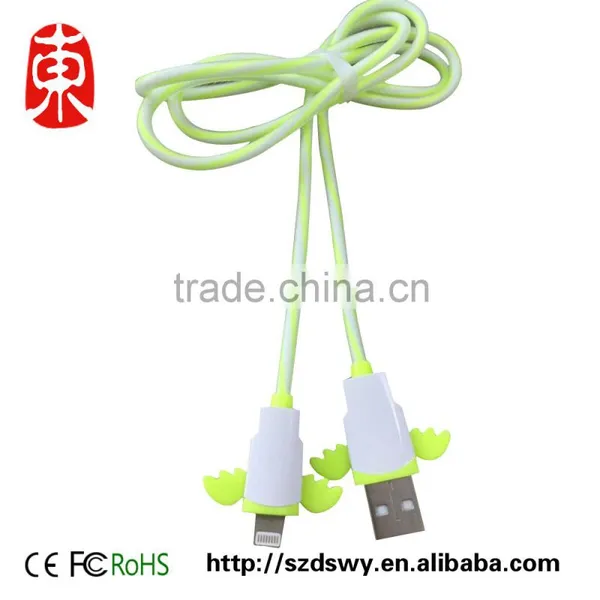 2016 New Design Wings USB Cable Colorful Mobile Phone Cable 1m for IPhone
