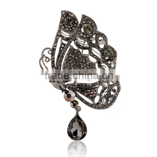 Black Color Insect Wing Shape Brooch photo-2