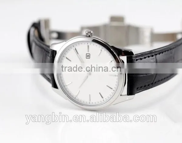2015 Hot Selling Men Stainless Steel Leather Band Factory Watch photo-5