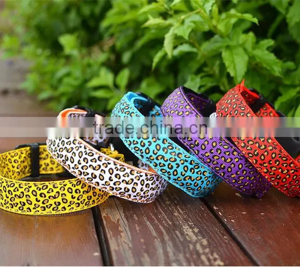 Dog Glow Flashing LED Collar Leopard Print Design Puppy Necklace Luminous Pet Decors Productos Para Mascotas Dog Harness Led photo-6