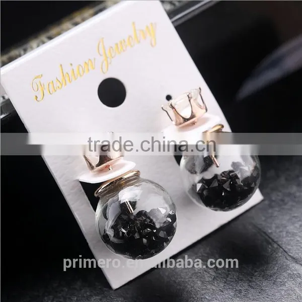 Brand Design Jewelry Thick Glass Beads Double Pearl Stud Earring photo-4