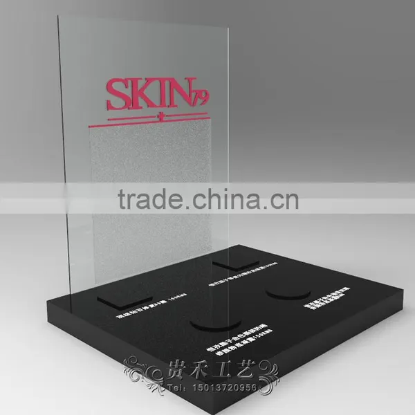 GH-U026 New Design White and Black Acrylic Cosmetic Display Stand With Customized Logo and Holes photo-2