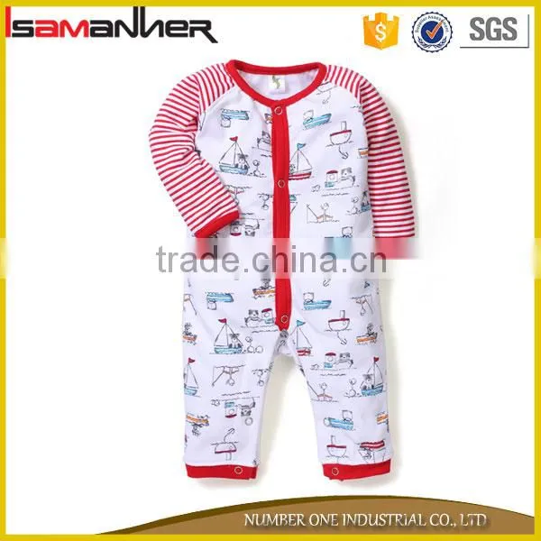 Bulk Long Sleeve Bubble Romper Printed Vessel Comfort Cotton Baby Wear photo-3