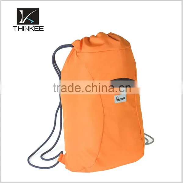 Hot Sale Fashion Orange Polyester Drawstring Bag photo-2