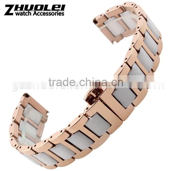 16|18|20mm Charming High Quality Stainless Steel Ceramic Watch Bracelet White Black Wholesale 3PCS