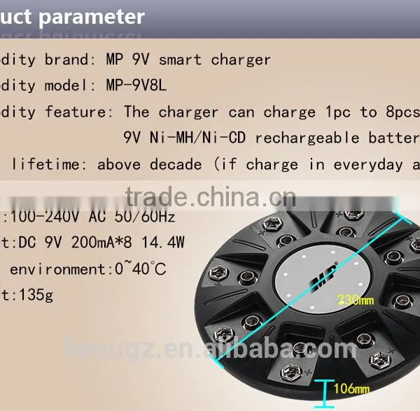 2016 OEM 9V Li-ion Ni-MH Battery Charger + Rapid Charger+ 8 Bay 9V Li-ion Ni-MH Rechargeable Battery Charger photo-4