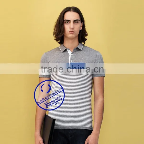 Custom 100% Cotton Stripe Polo Shirt for Men photo-3