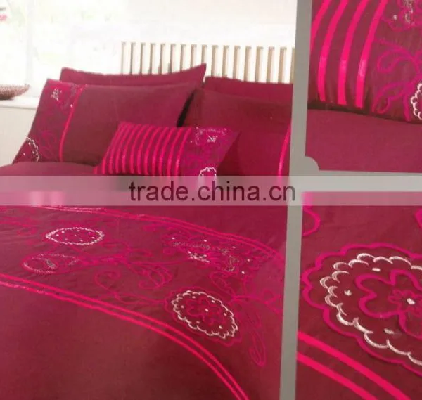 100% Cotton Duvet Cover Set With Embroidery and Tapework