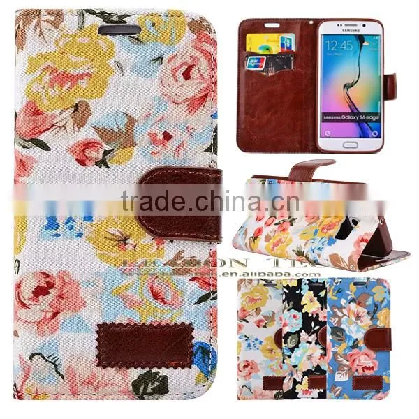 Wallet Leather Case for Samsung Galaxy S6, Flower Pattern Cell Phone Case-leabon photo-2