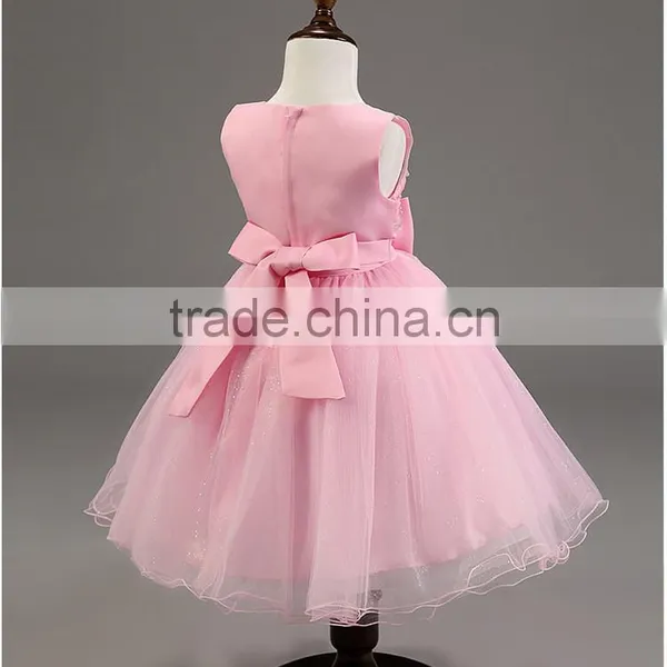 Lastest Wholesale Korean Fashion Girl Style Pink Chiffon Kids Party Wear Dresses TR-WS32 photo-2