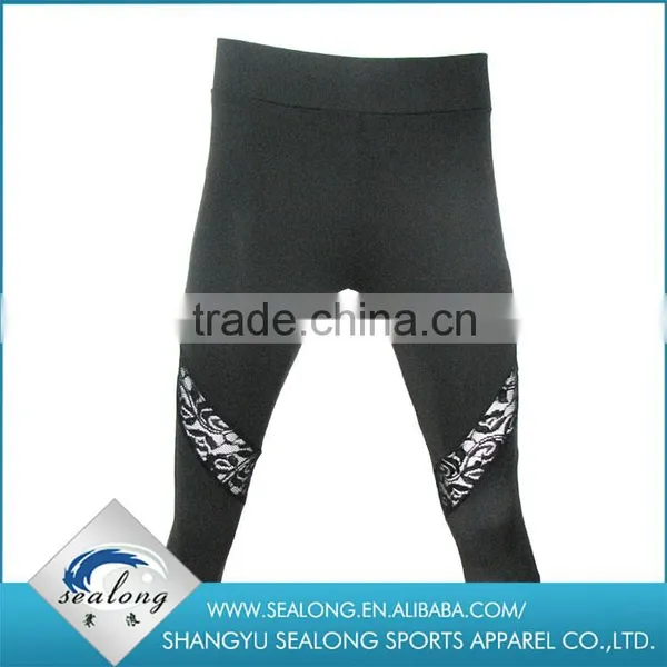 Popular Women Leggings Hot Sale Black Lace Stitching Girls Leggings photo-3