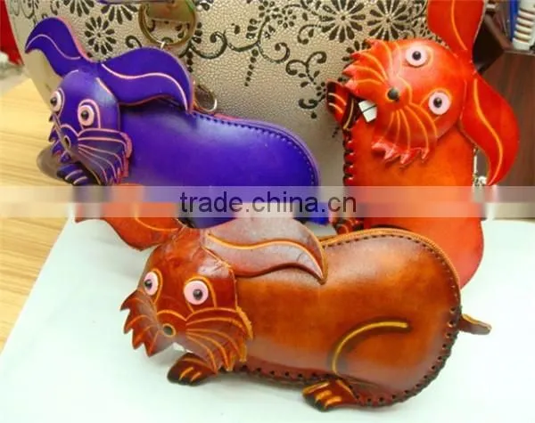 Chinese Handmade Animal Shape Genuine Leather Zip Coin Purse photo-2