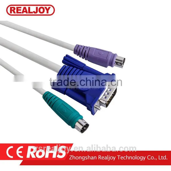 0.86 3 Parallel 1.5m Factory Price Beige Belge Vga to Mini Din Kvm Cable photo-3