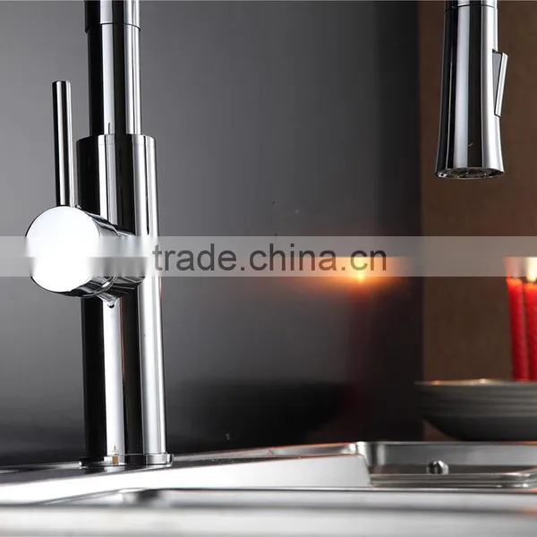 High Quality Single Hole Pull up Brass Faucet Kitchen Faucet Mixer photo-3