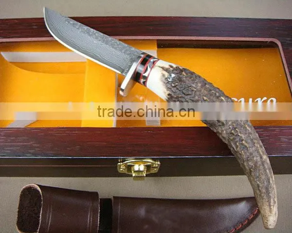 OEM Damascus Blade Material Antlers Handle Collection Boutique Knife photo-3