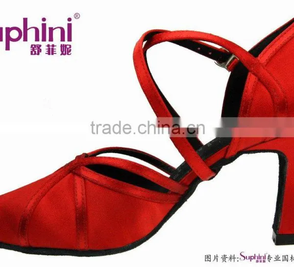 Suphini Red Satin Ladies Footwear China Ballroom Dance Shoes photo-2