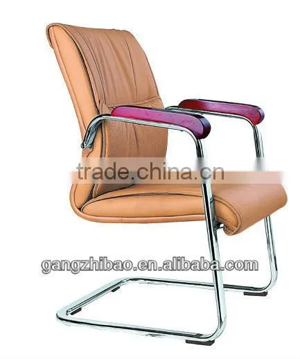 Chrome Fixed Chair Base With Wooden Armrest pu Leather Visitor Chair AH-154 photo-6
