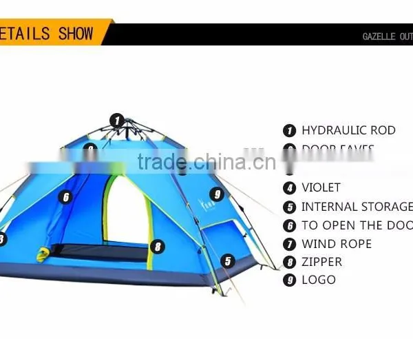 Waterproof 3-4 Person Double Layer Automatic Outdoor Tent for Camping photo-3