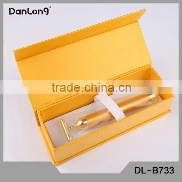 2015 Hot Product Electric Mini Ultrasonic Vibrating Facial Massager With Gold Texture photo-3