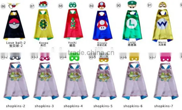 Double Layer 70cm Satin Kids Super Mario Bros Costume Cape and Masks photo-3