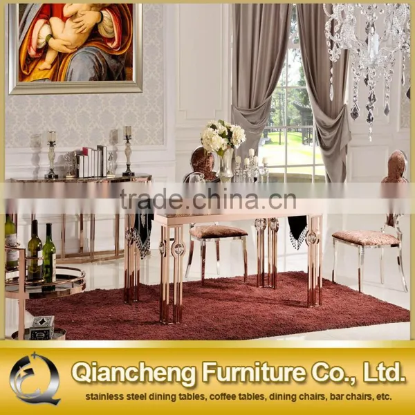 Fancy Rose Golden Tainless Steel Marble Top Dining Table photo-4
