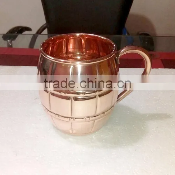 NEW ARRIVAL BPA FREE SMOOTH 100% COPPERTISAN BARREL MOSCOW MULE MUG photo-2