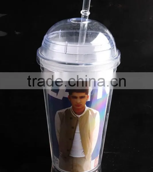 16oz Bpa Free Plastic Reusable Double Wall Tumbler With Dome Lid photo-4