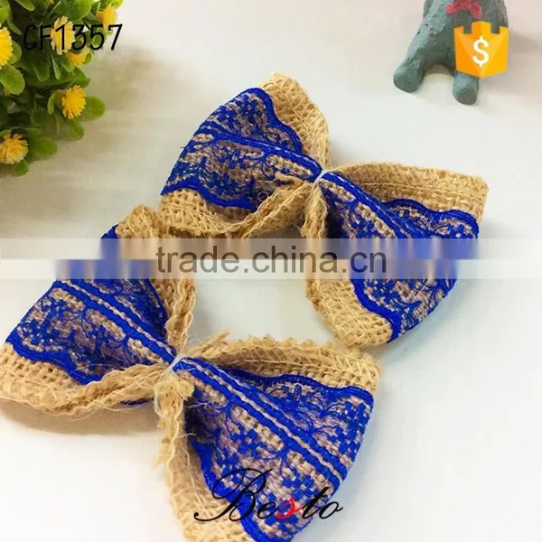 New Popular Wholesale Baby Girl Bow Lace Burlap Flower for Hair photo-4