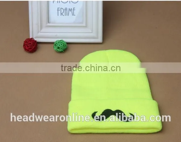 Custom Fashion High Quality Moustache Embroidey Knitted Hats And Beanie Hats photo-6