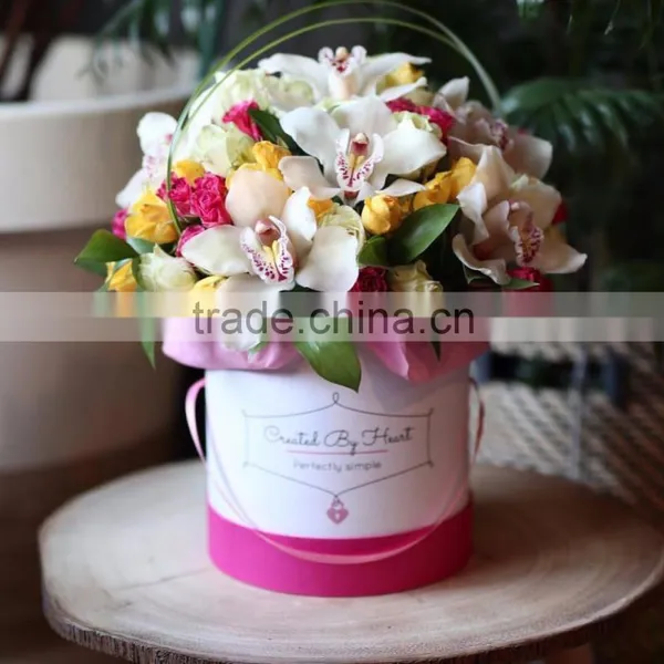Zeal-X Custom Luxury Round Flower Gift Packaging Box With Logo Printing