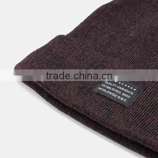Fashion Custom Woven Label Grey Mixed Yarn Beanie photo-3