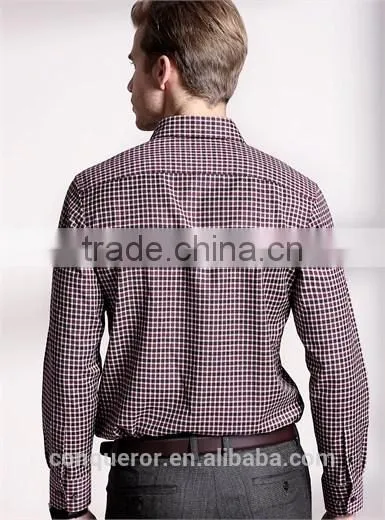 New Design Small Checked Blends Cotton Men Shirt SL0072 photo-2