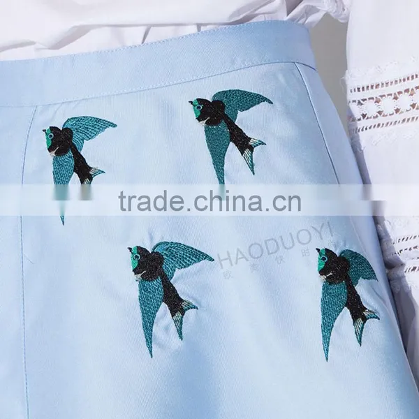 MGOO 2016 New Design Fashion Skirts For Women Blue Block Print A Line Skirt For Dance Pattern 15144B177 photo-6