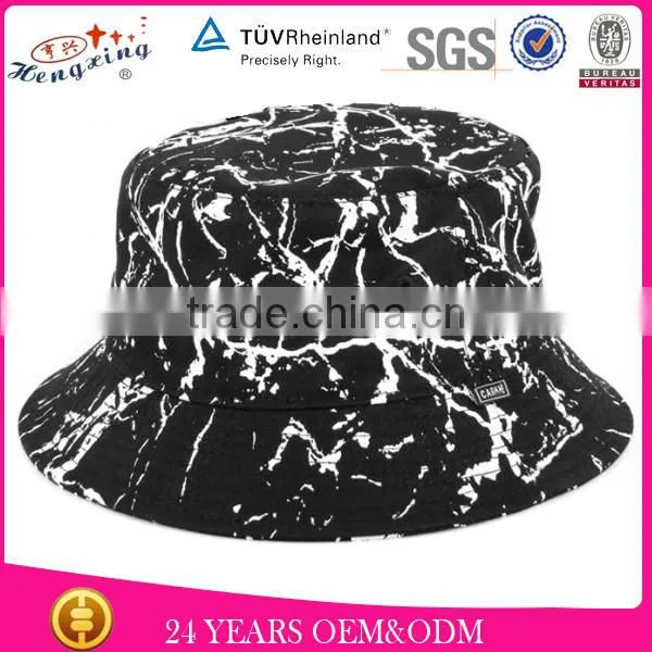 Black Cotton Woven Labels Chain Bucket Hat for Men photo-6
