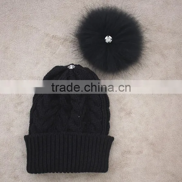Myfur Stylish Pom Pom Winter Knit Hats Natural Real Raccoon Fur Balls Wholesale Custom Beanie Hat photo-3