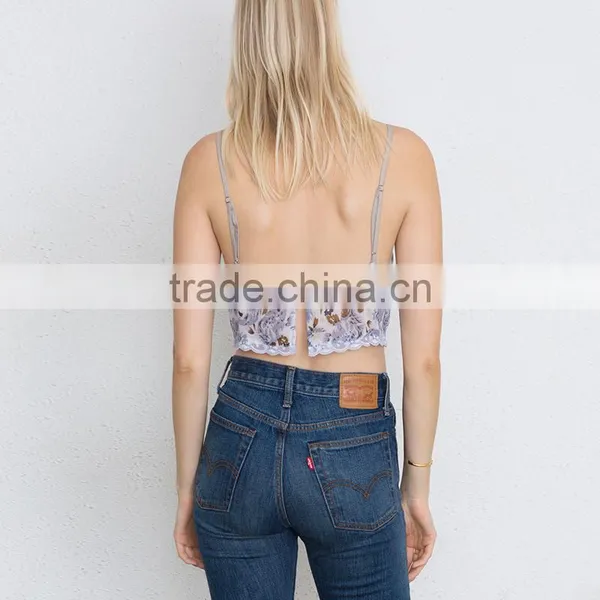 Floral Chiffon Cami Crop Top New Design Girl's Fashion Bralette photo-2