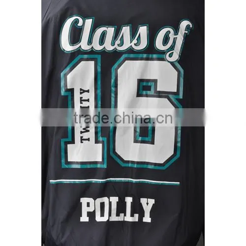 Men Wholesale Satin Wool With Black Leather Sleeves Custom Bomber Varsity Jacket photo-5