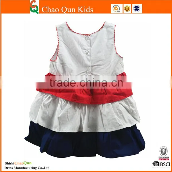 Latest Baby Cotton Frocks Designs Sleevess Tiered Bow Kids Dress photo-2