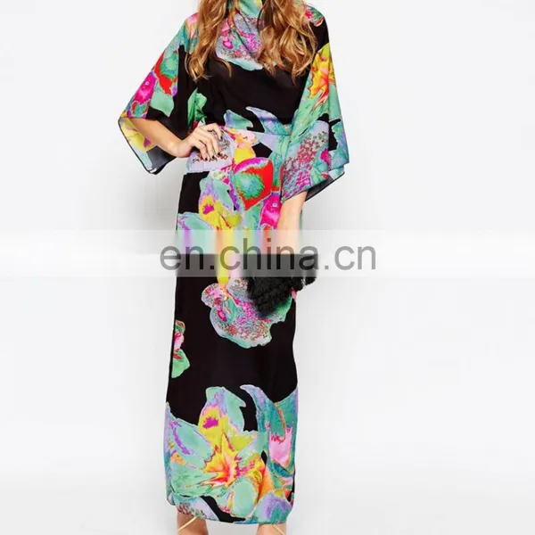 Top Sell High Quality Floral Printed Kaftan Dress photo-4