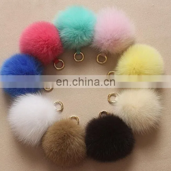 Multicolor Fox Fur Pom Pom Keychain photo-4