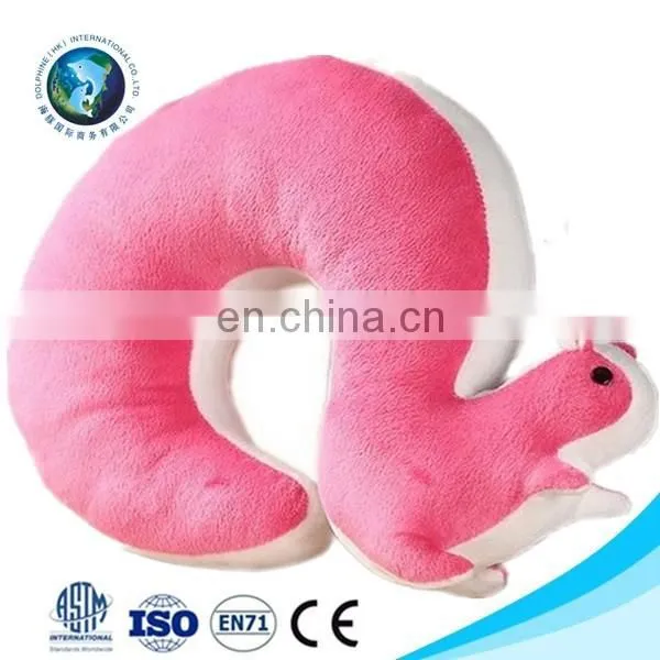 Soft Plush Red Squirrel Baby Neck Pillow Fashion Promotional u Shape Funny Pillow