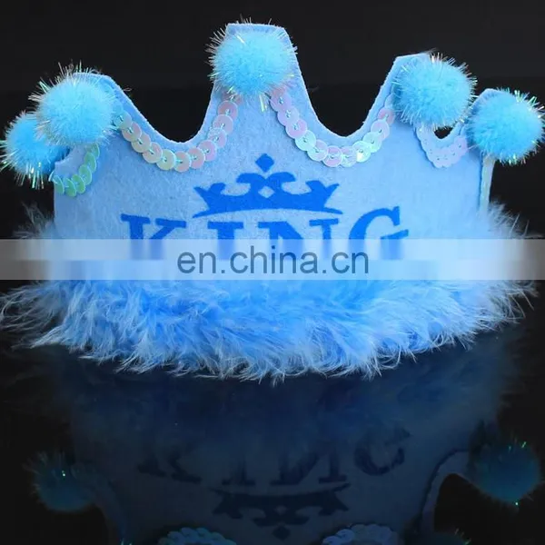 MCH-2317 New Wholesale Party Decoration Led Flashing Happy Birthday King Princess Tiara Crown Headband Hat for Kids photo-3