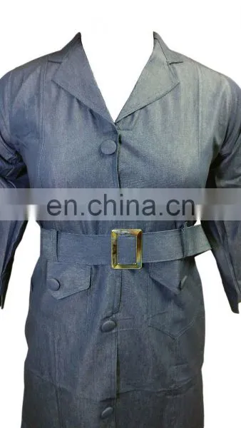Dubai 2017 Designer Denim Women Coat / Jeans Material Attractive Stylish Denim Jacket / Latest Casual Wear Jacket (dubai Abaya) photo-2