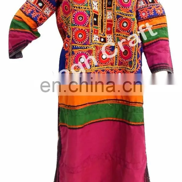 Kuchi Afghan Dress Top - Afghani Costume Banjara Mirror Work Tunic Top - Tribal Hippie Style Costume Dress photo-5