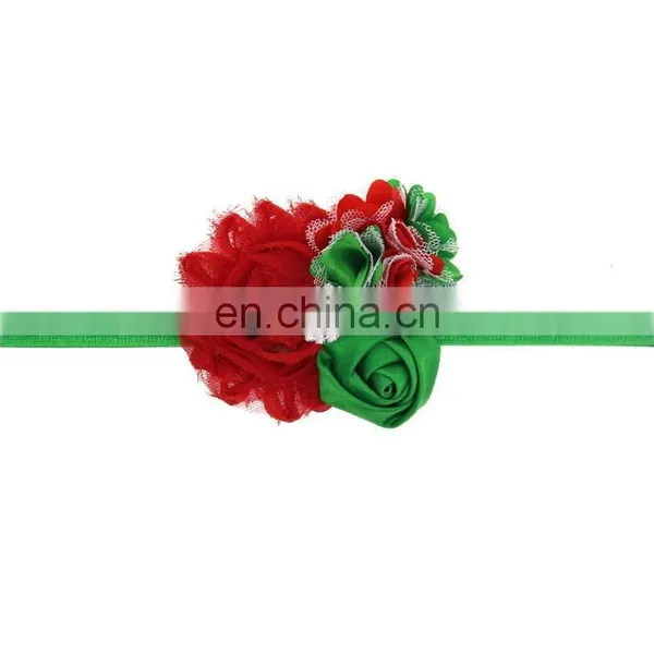 Christmas Decorations Rose Chiffon Flower Elastic Baby Kids Hair Band Children Hair Accessories photo-2