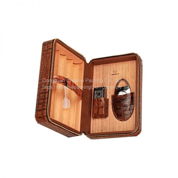 Custom Brown Leather Collection 12 Count Travel Cigar Humidor Best Cigar Humidifier 12 Count Cigar Humidor photo-2