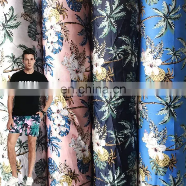 Hot Sale Hawaiian Fabric Print Peach Skin Fabric Quick-drying Fabric for Beach Pants photo-5
